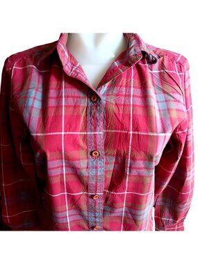 True Vintage Medium Top 1980's Country Plaid Button-Up Shirt Henry Grethel
